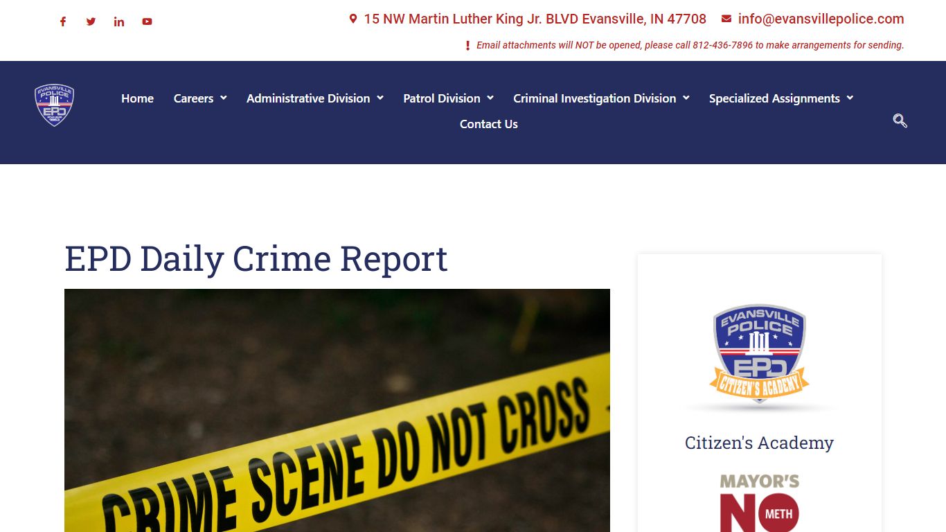 EPD Daily Crime Report – Evansville Police Department